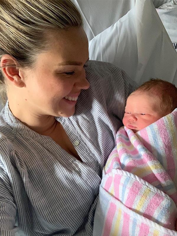 Edwina Bartholomew with newborn daughter, Molly.