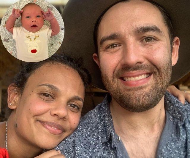 Miranda Tapsell and James Colley with the newborn daughter Grace