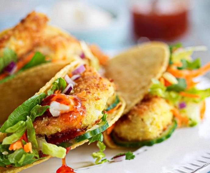 Crispy chicken tacos to make with kids